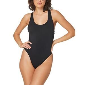 Andie Women's Tulum One Piece Swimsuit Size M (8/10) Black Minimalist